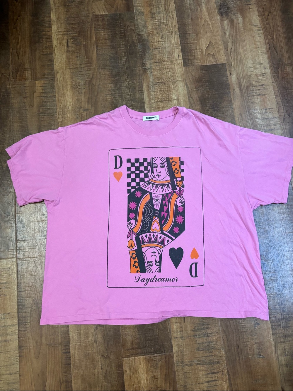Daydreamer t shirt OS pink Queen Of Hearts Graphic Tee Double Sided Oversized